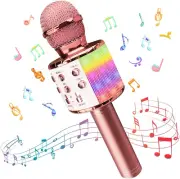 Wireless Bluetooth Karaoke Microphone with Controllable LED Lights, Xkey 4 in 1