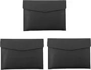 3X PU Leather A4 File Folder Document Holder Waterproof Portfolio Envelope Folder Case with Snap Closure(Black)