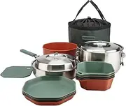 Gerber Complete Camping Cookware Set, 12-Piece, Ocean Tides, Stainless Steel & Plastic