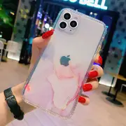 For iPhone 12/Pro/Max/Mini 11 Clear Marble Shockproof Case Glitter Bling Cover Pink IPhone 12 Pro Max (6.7")