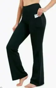 Inseam Women's Bootcut Yoga Pants - Long Bootleg High-Waisted Flare Pants (Open