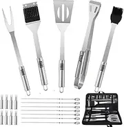 BBQ Accessories Kit - 20pcs Stainless BBQ Grill Tools Set for Smoker Camping Barbecue Grilling Tools BBQ Utensil Set Outdoor Cooking Tool Set with Canvas Bag Gift for Thanksgiving Day, Christmas
