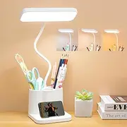 LED Desk Lamp,3-Color Control Mode LED Desk lamp,with Pen Holder and Phone Stand,360°Flexible,Touch Control,Eye-Caring,Table Lamp for Computer/Desktop, Study Lamp for Study Bedroom and Office