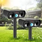 2025 Ultrasonic Animal Repellent Outdoor Solar Animal Repeller with Motion Detection Waterproof Deer Repellent Device Cat Deterrent Outdoor to Scare Rabbit Squirrel Skunk Repellent for Yard(2PACK)