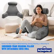 Backrest Reading Pillow Memory Foam Lumbar Support Cushion Neck Back Rest Grey