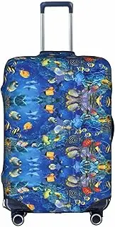 [FSCEV] Tropical Fishes Trolley Suitcase Protective Cover Business Travel Luggage Protector Fashion 18-32 Inches, White, XL