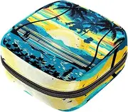Period Bag,Sanitary Napkin Storage Bag,Tropical Green Palm Tree Flower,Tampon Holder for Purse