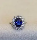 2.25 Oval Cut Natural Blue Sapphire Diamond Proposal Ring 14K Solid White Gold