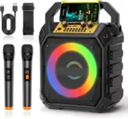Karaoke Machine with 2 Wireless Microphones, Portable Bluetooth Speaker NEW