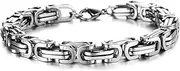 [Loqimu] Heavy Duty Bracelet for Men Stainless Steel Curb Cuban Link Chain Bracelet Bracelet 18cm/21cm Length Durable Personality Hip Hop Metal Wrist Chunky Bracelet