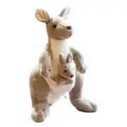 Mom Baby Kangaroo Plush Toy Stuffed Standing Animal Plushie Doll Sleeping Pillow Home Decoration Kids Girlfriend Adults Birthday Christmas Gift