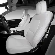 Seat Covers Compatible with 2017-2023 Tesla Model 3 All Season Nappa Leather Car Seat Protector Cushion with Armrest Cover 2022 Tesla Model 3 Accessories (White, Model 3(12 Pcs))