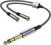MOSWAG 1/4 inch TRS to Dual 3.5mm Female Y Cable, 3.5mm to 1/4 inch Headphone Adapter Compatible Headphones, Amplifiers, Home Theater, Keyboard Piano, Mixer（20cm/8 Inch）