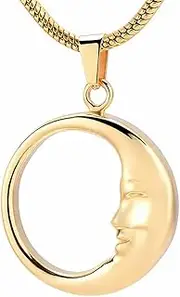 [BIAIHQIE] Urns For Ashes Crescent Moon Cremation Ashes Pendant Stainless Steel Memorial Urn Pendant Necklace For Unisex Cremation Jewelry