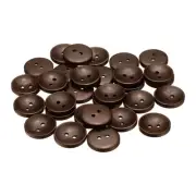 30pcs Wooden Sewing Button 23mm 2 Holes Round Craft Buttons, Deep Brown