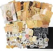 Rstigiker 200Pcs Vintage Scrapbooking Stickers Pack Scrapbook Paper Accessories Journaling Supplies Stickers Kit Scrapbooking Deco Stickers for Journal DIY Craft Letters Card Making (Letter Series)