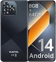 [OUKITEL] C53 Mobile Phones 2024, 6.6" HD+ Waterdrop Screen Android 14 Phone, 4300mAh Smartphone, 8GB+64GB/1TB Octa Core, 13MP Main Camera, 4G Dual SIM Free Unlocked, Face ID/GPS/3.5mm Jack, Black
