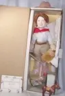 Vintage Franklin Heirloom Western Style Porcelain Doll NIB w/Stand, Mule, Borax