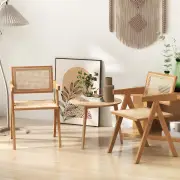 CostwayRattan Accent Chairs Set of 2 with Natural Bamboo Frame