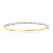 Zamel's Celebration 9ct Yellow Gold Brilliant Cut 1ct Lab Grown Diamonds Bangle