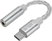 USB C to 3.5mm Headphone Adapter, 384KHz 32Bit Sound Audio Dongle with Silver Plated Copper Cable for Phones, Tablets, Laptops