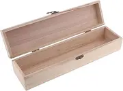Natural Unfinished Wooden Box with Hinged Lid Pencil Case Gifts