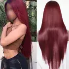 Straight Wig Hair Soft Wine Red Party Reusable Beauty Wigs Heat Resistant