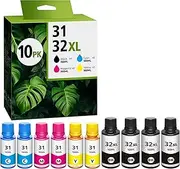 31 Ink Bottle Set 32XL Black Ink Bottle, Compatible for Smart Tank 7602 5101 6001 5000 Ink Refill, Compatible for HP 31 32XL for Smart Tank 5102 5103 7301 7001 Plus 651 551 570 455 457 450 Printer