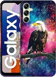 [GlamCase] for Samsung Galaxy A14 5G / 4G, Samsung A14 5G / 4G Case - Eagle Galaxy Stars Design Printed Slim Cute Plastic Hard Protective Designer Back Phone Case/Cover for Galaxy A14 5G / 4G White
