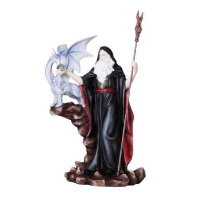 Grand Wizard with Dragon Figurine: Fantasy Mage Dragon