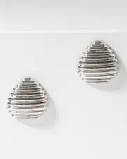 Silver Lined Teardrop Large Stud Earrings