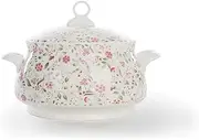 9 inch, Bone China Tureen, Ceramic Dinner Serving Bowl with lid, Buffet Container, Food Storage containers with lids bento Box