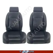 Retro Style Low Back Bucket Seats with Head Rest Black PU Leather Pair