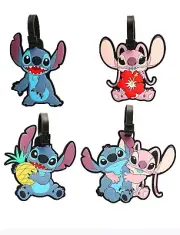 $80 Disney Lilo & Stitch Rubber Plastic Stitch and Angel Luggage Tag Set of 4