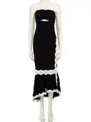 Black Strapless White Trim Dress