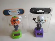 2 Halloween Solar Powered Bobbled Heads TESTED
