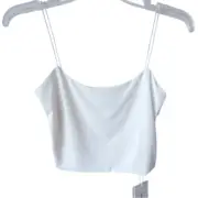 Commense White Tank Top Strappy Stretchy Lined SZ XS NEW
