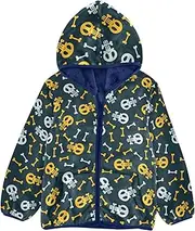 [GuoChe] Big Girls Jackets With Sherpa Lining Happy Halloween Funny Skulls Black Children Coats For Toddler Girls Navy Blue