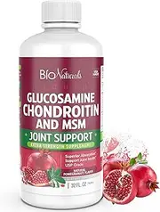 Bio Naturals Liquid Glucosamine Chondroitin MSM Pharmaceutical Grade Supplement with Hyaluronic Acid and Muscle Comfort Blend - Advanced Joint Support & Pain Relief for Back, Hands & Knees - 32 fl oz