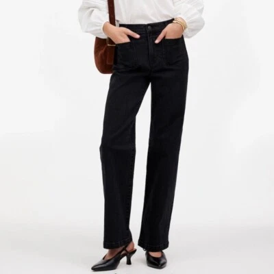 Madewell The Emmett Wide-Leg Full Length Jean: Patch Pocket Edition 33 Black