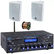 Pyle Bluetooth Home Amplifier Receiver, 2x 4" 200W Max Indoor/Outdoor Speakers