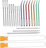 Operitacx Large Eye Bent Sewing Crochet Needles Knitting Crochet Hook Set Quilting Needles 6 Sizes Aluminum