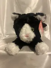 GUND Black White Tuxedo Lying Down Cat SEBASTION #6050651 Hang Tag Kitten Plush