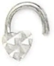[JewelryWeb] 14ct White Gold Sparkle Cut Love Heart Body Piercing Jewelry Nose Screw