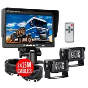 7" Monitor 2x Rear View Reversing Camera 2x 15m Night Vision Caravan Horse Float