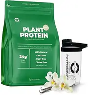 Pure Product Australia Vegan Pea and Rice Protein Isolate Powder - 24g Plant Protein per Serve - Vanilla 5kg + Glass shaker