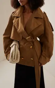 [FRANÇOISE] Exclusive Gabi Cropped Cotton Gabardine Trench Coat