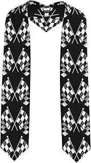 [EdWal] Black White Formula Check Flag Pattern Print Graduation Stole and Sash Class Uni Adult Honor Stole 2025