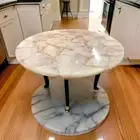 24" Luxury Rose Quartz Stone Side Sofa & Cafeteria Coffee Table Top Furniture