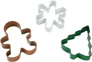 Wilton Snowflake, Tree and Gingerbread Boy, 3 Piece Cookie Cutter Set, 2308-1266